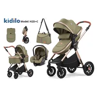 Poussette bébé convertible 3 en 1 à 4 roues en acier inoxydable Oxford, vue haute, pliable, absorption des chocs, capacité de charge de 20 kg pour