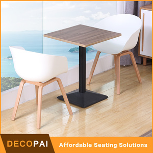 Plateau stratifié HPL bordure acrylique base métallique Table à manger en fer pour café restaurant salle à manger - Product Image 2