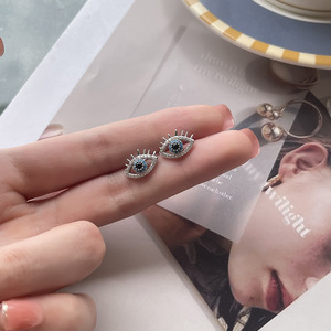 Pendientes de ojo de circonia azul para mujer, joyería de moda, novedad, 925 - Product Image 1