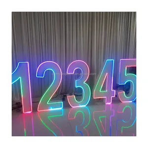 جديد وصول RGB أرقام علامة مضيئة حروف مستلزمات الزفاف led النيون علامة سرادق أرقام