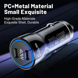 40W Dual Usb C Port Car Charger Usb Type C Fast Charging Car Phone <b>Adapter</b> for Phones - Product Image 3