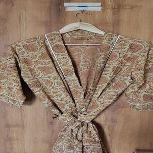 ชุดกิโมโนผ้าฝ้ายลายดอกพิมพ์บล็อกอินเดีย เสื้อผ้าลำลองเนื้อนุ่ม ระบายอากาศได้ดี ชุดฤดูร้อน ราคาขายส่ง - Product Image 4