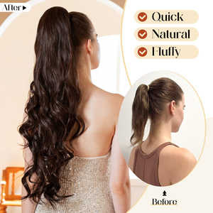 Extensiones de Cabello de Cola de Caballo <span class=keywords><strong>con</strong></span> Cordón, Onduladas y Largas, de Fibra Sintética Kanekalon Futura, <span class=keywords><strong>con</strong></span> Peine Invisible para Mujer, al por Mayor - Product Image 2