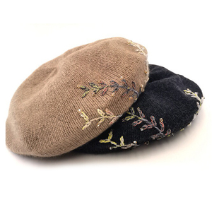Boina de Cachemira personalizada <span class=keywords><strong>para</strong></span> mujer, gorro de invierno de fábrica, informal, elegante, Vintage, <span class=keywords><strong>Crochet</strong></span> francés, <span class=keywords><strong>para</strong></span> viajar, 100% - Product Image 1