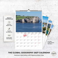 Calendrier vertical 2027 Patrimoine Géographique Mondial Paysages Naturels Créatif Personnalisé pour la Maison et l'Entreprise avec Logo sur Papier Couché
