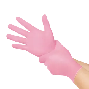 Wholesale Custom Tatoo Powder Free Pink Food Grade Pure Nitrile Exam Gloves vinyl