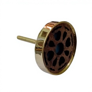 Modern Round <b>Brass</b> and Wood Cabinet <b>Knob</b> with Durable Antirust Finish for Kitchen Furniture - Product Image 6
