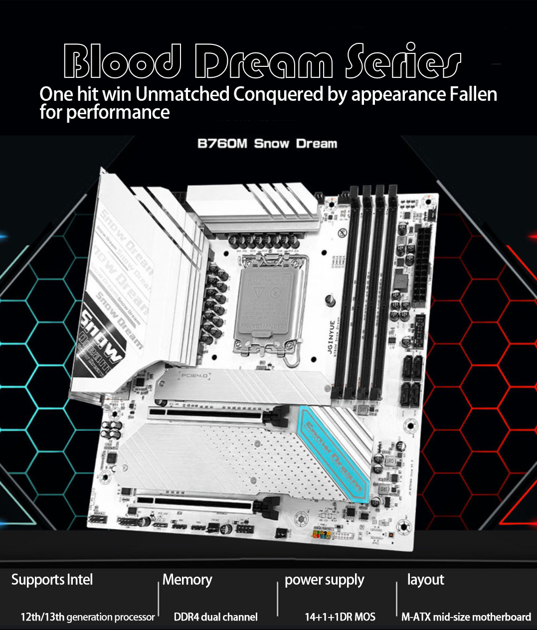 JGINYUE M-ATX B760M Snow Dream DDR4 LGA 1700 Motherboard Support