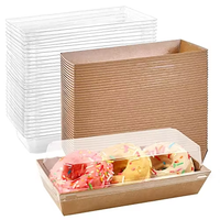 Boîtes alimentaires jetables carrées pour emporter, emballage de boulangerie, boîte à sandwich, gâteau, biscuits, beignets, emballage en papier kraft, boîte en plastique