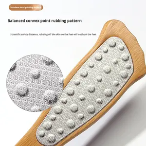 Nuevo depurador de <span class=keywords><strong>pies</strong></span> de piel muerta de acero inoxidable, <span class=keywords><strong>Lima</strong></span> de pie de bambú Natural de doble cara, removedor de callos, almohadilla de papel de lija 80 # - Product Image 4