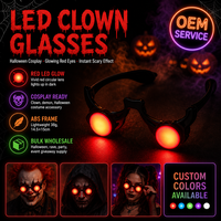 Lunettes de Clown LED Lumineuses d'Halloween en Gros, Verres Rouges Lumineux, Accessoire de Cosplay Effrayant pour Fête, Nouveauté, Fournitures de Fête qui Brillent dans le Noir