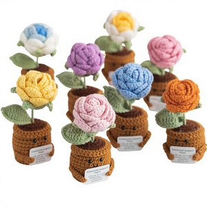 Adorno de Escritorio de Algodón Tejido con Flores y <span class=keywords><strong>Plantas</strong></span> en Maceta, Decoración Artificial para el Día de la Madre, Regalo Transfronterizo de Energía Positiva - Product Image 1