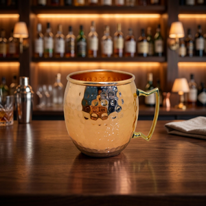Taza de Cobre Premium Moscow Mule, Hecha a Mano, Martillada, de Cobre Puro, con Asa de Latón, para Cócteles y Bebidas - Product Image 1