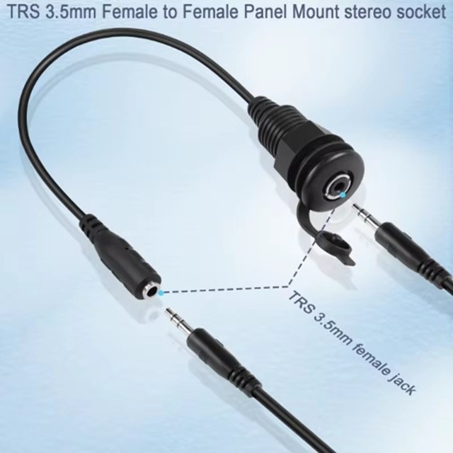 0.3m 3.5mm 1/8" TRS Male Plug to Female Jack Embedded Mount Headphone Adapter Cable for Extension Car RV Furniture Audio