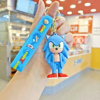 Porte-clés tendance et créatif, personnage d'anime Sonic, en PVC souple, figurine 3D mignonne de dessin animé, design moderne, pendentif pour sac et voiture