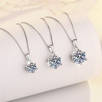 Collier pendentif en moissanite couleur D personnalisé en argent sterling 925 avec chaîne maille boîte pour femme, six griffes, de 1 à 5 carats, vente en gros (lot de 9)