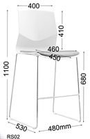 Nouvelle Arrivée Chaise de Bar Moderne avec Structure en Acier et Coque en Plastique pour Restaurant et Utilisation Extérieure