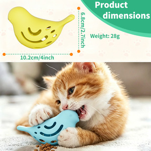 Silicone <b>Cat</b> <b>Toy</b> Bird Shape Food Dispenser For <b>Cats</b> <b>Interactive</b> Feeding Fun Playtime Pet Chew <b>Toy</b> Yellow Green Blue - Product Image 5