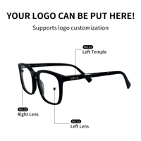 Monturas de Gafas Ópticas Unisex Vintage Cuadradas de Acetato, Lentes de PC Ligeras Personalizadas, Montura Completa para Uso Diario