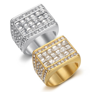 Anillo Glamuroso con Incrustaciones de Circonita, Diseño Geométrico Cuadrado, Tono Plateado, para <span class=keywords><strong>Hombre</strong></span>, para Fiestas y Ocasiones Formales - Product Image 6