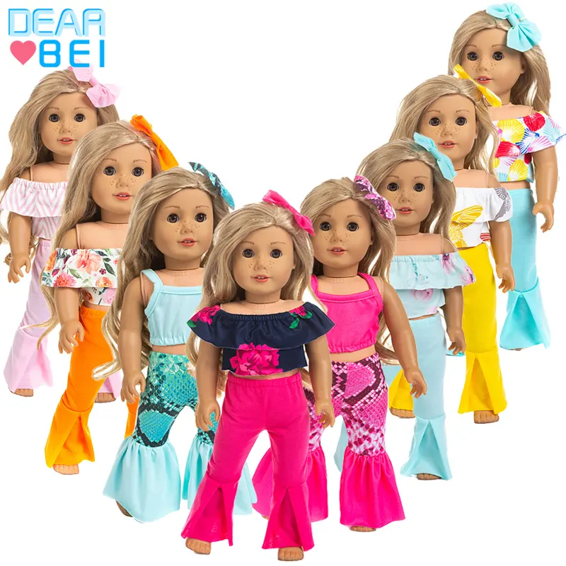 Розовая кукольная одежда с сердечками для девочек, комплект из трех предметов, 18 дюймов, детская кукольная одежда индивидуального дизайна, 18 дюймовое Кукольное платье, костюм