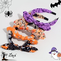 Serre-tête Noeud Halloween pour Femmes et Filles, Imprimé Citrouille, Fantôme, Toile d'Araignée, Accessoire Cheveux pour Fête, Cosplay et Déguisement