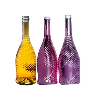 Botella de cristal de color Burdeos con cuello largo, decoración lujosa de lujo, de champán, vacía, 375 /750 ml