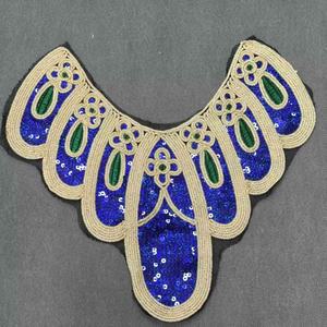 Zsy कढ़ाई पॉलिएस्टर फीता कॉलर गर्दन के साथ गोल्डन पाउडर बेड्स अनुक्रम जटिल कॉलर फीता डिजाइन - Product Image 4