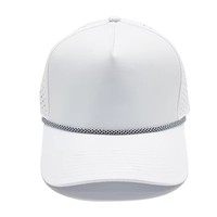 Gorra de golf tipo camionero premium impermeable de 5 paneles con logo personalizado, perforaciones láser, de secado rápido, de alto rendimiento, con cuerda tipo A-Frame, venta al por mayor a granel