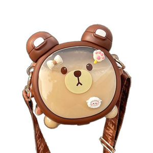 Vaso con Pajita de Oso Adorable de Alta Calidad para Niñas y Estudiantes, Botella de Agua Portátil con Correa Cruzada para Beber Directo en Verano - Product Image 5