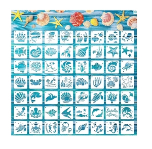 56-Pack Sea Creatures DIY Pattern Pochoirs pour Wall Floor Decor & Rock Painting Art Projects 3inch Ocean Animals - Product Image 1
