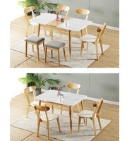 Foheel — table à manger blanche rectangulaire pliable, meuble avec gain de place, table de cuisine blanche