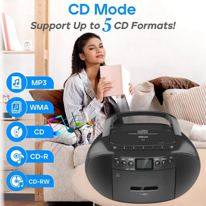 Lecteur de cassettes <span class=keywords><strong>CD</strong></span> portable BT 5.1 avec <span class=keywords><strong>radio</strong></span> FM, enregistreur de cassettes, prise USB 3,5 mm, haut-parleur intégré pour une utilisation à domicile et en extérieur - Product Image 2