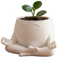 Pot Tanaman Mini Lucu untuk Meja, Pot Sukulen Putih Cetak 3D, Kotak Penyimpanan Desktop untuk Dekorasi Meja Kantor Rumah, Hadiah