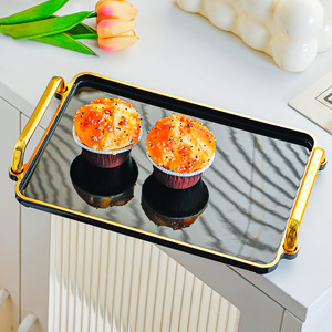 Vassoio Rettangolare in Plastica per Servire, Adatto al Microonde, per Tè e Cena, Portaoggetti per Soggiorno, Stile Moderno e Minimalista - Product Image 1