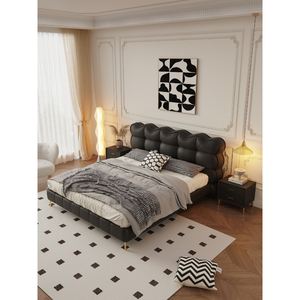 Style crème français moderne Simple petit appartement chat tissu à gratter <span class=keywords><strong>bois</strong></span> massif noir bouffant-<span class=keywords><strong>lit</strong></span> <span class=keywords><strong>Double</strong></span> rembourré - Product Image 4