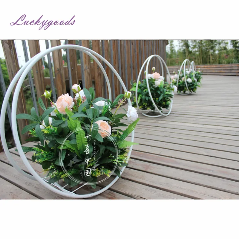 LDJ1125 60cm wit elegante metalen tafel bloem display stand middelpunt voor partij decoratie