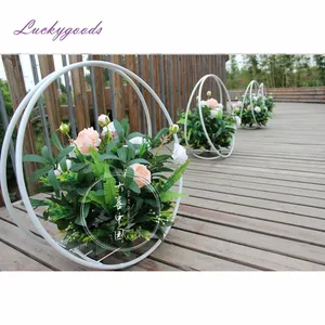 LDJ1125 60cm weiß elegant Metall Tisch Blumen ständer Herzstück für Party dekoration