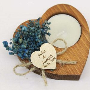 Custom Holiday Decoration Bridal Shower Favors Wedding Guest Favors Gifts Wooden Heart Shaped <strong>Tealight</strong> Candle <strong>Holder</strong> - Product Image 1