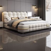Beliebte Designer-Schlafzimmermöbelgarnitur: Luxuriöses Kingsize-Bett, Modernes Weiches Doppelbett mit Lederpolsterung für Schlafzimmer und Hotel
