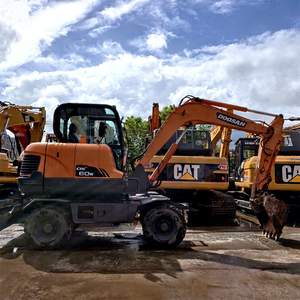 Excavadora de Ruedas Usada de 6 Toneladas Doosan DX60W, Maquinaria de Construcción Mini con Motor Yanmar, Excavadora Usada Doosan DX60W DX75W - Product Image 1