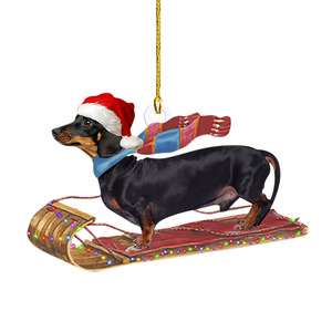 Ornements de Noël en forme de teckel, décorations suspendues en acrylique pour arbre, pendentif chien pour la voiture et la décoration de la maison - Product Image 5