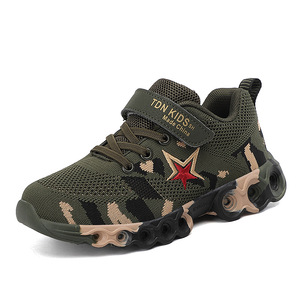 TN KIDS Chaussures de sport en maille dégradée respirantes à bout rond avec lacets, semelle intermédiaire en EVA et semelle extérieure en caoutchouc pour enfants, toutes saisons, chaussures d'extérieur - Product Image 4