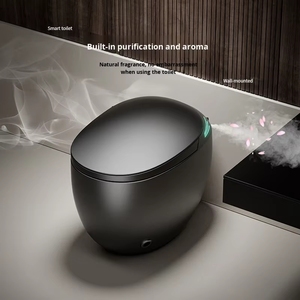 WC intelligent haut de gamme avec bidet intégré, design œuf gris Watermark, double chasse, sanitaires à poser au sol, cuvette de toilette en forme d'œuf - Product Image 5
