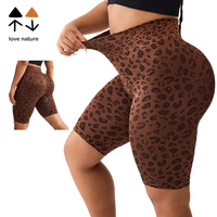 Shorts de yoga courts pour femmes, taille haute élastique, imprimé léopard, anti-plis, respirants, pour la course et le sport