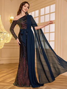 <span class=keywords><strong>ชุด</strong></span><span class=keywords><strong>ราตรี</strong></span>ผ้าชีฟองผ่าสูง แต่งเลื่อม <span class=keywords><strong>แขน</strong></span><span class=keywords><strong>ยาว</strong></span> ทรงเข้ารูป ผูกเอว ดีไซน์<span class=keywords><strong>ไหล่</strong></span>เฉียง ปรับแต่งได้ สำหรับผู้หญิง - Product Image 5