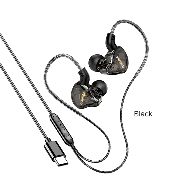 KAKU Type-C Digital Plug Headset 10mm Speaker 1.2M Cable Factory Direct Wholesale Black purple