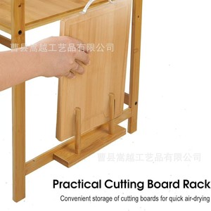 Solid Wood <b>Kitchen</b> Storage <b>Rack</b> 55x35x42cm Double Layer Multi Functional Organizer For Microwave And Spices - Product Image 2