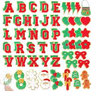 Wholesale Custom Merry Christmas <b>Patch</b> Gingerbread Grinchy Santa Christmas Tree Heat Transfer Sequin Iron on Chenille <b>Patches</b> - Product Image 1