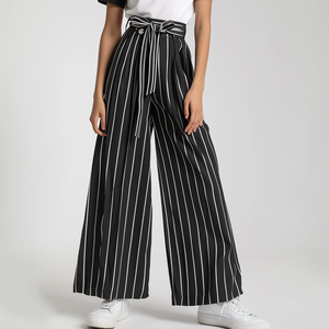 <span class=keywords><strong>Pantaloni</strong></span> Casual leggeri da donna di alta qualità Streetwear da donna <span class=keywords><strong>pantaloni</strong></span> larghi <span class=keywords><strong>a</strong></span> vita alta <span class=keywords><strong>bianchi</strong></span> <span class=keywords><strong>a</strong></span> <span class=keywords><strong>righe</strong></span> <span class=keywords><strong>nere</strong></span> versatili - Product Image 4